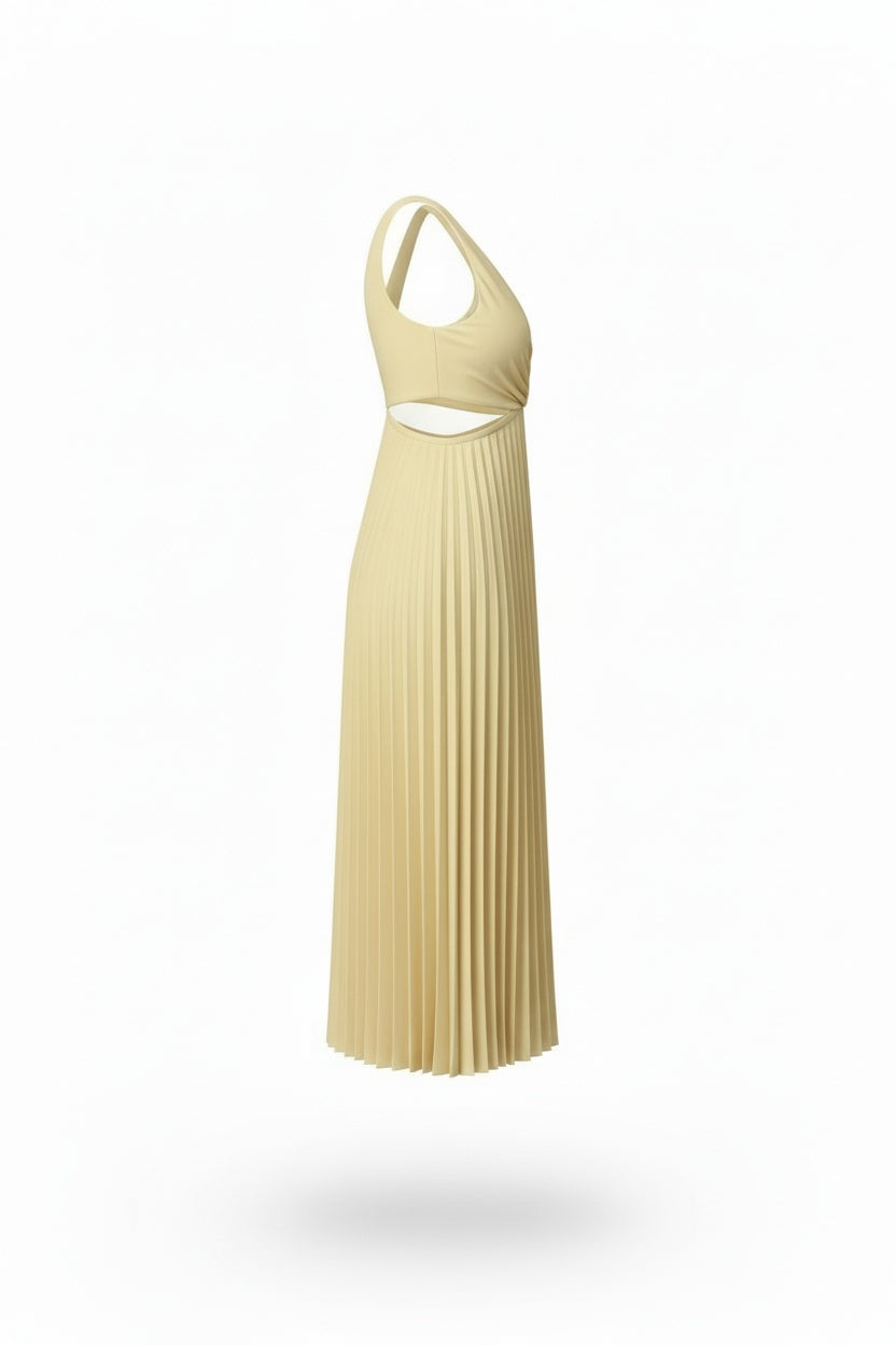 Sanne Pleated Midi Dress – Flowing Silhouette with Refined Pleats