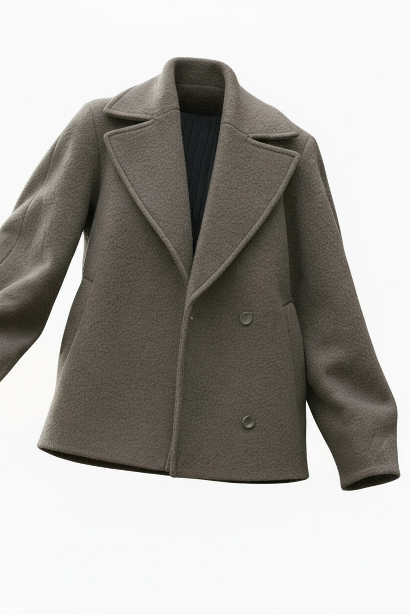 Women’s Oversized Double-Breasted Coat – Relaxed Fit with Notched Lapels