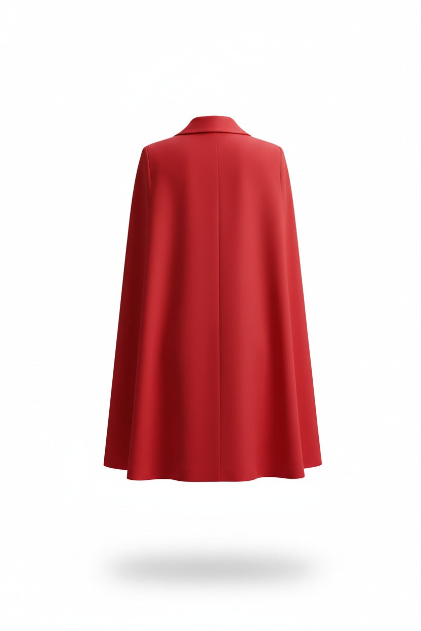 Blazer Mini Dress with Belt – Double-Breasted Design and Caped Sleeves