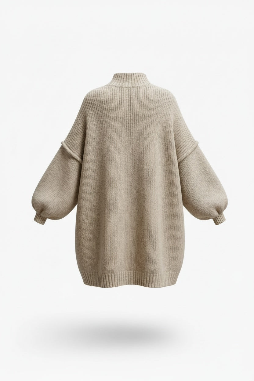 Oversized Sweater Dress – Balloon Sleeves and Relaxed Mini Silhouette