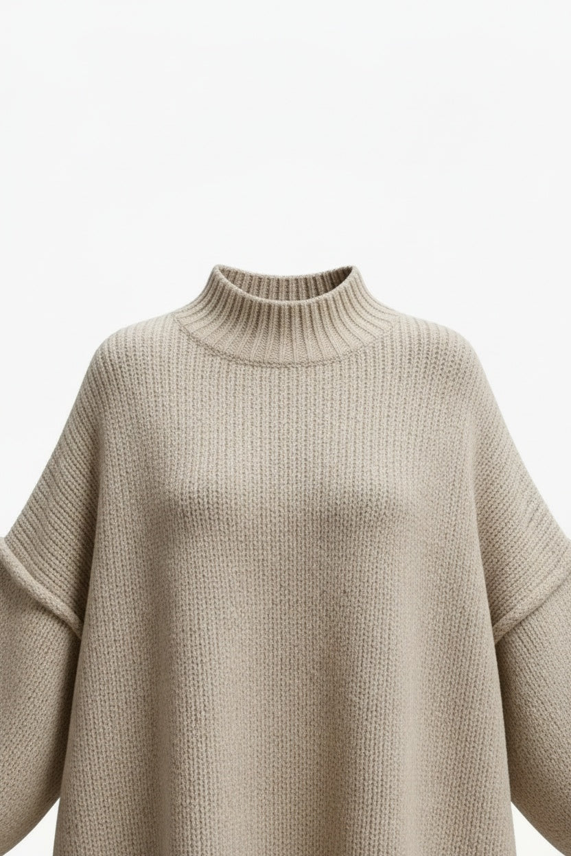 Oversized Sweater Dress – Balloon Sleeves and Relaxed Mini Silhouette