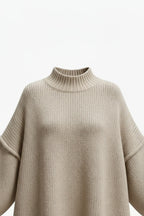 Oversized Sweater Dress – Balloon Sleeves and Relaxed Mini Silhouette