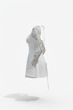 Lace Sleeve Bodycon Mini Dress – Structured Bodice and Square Neckline