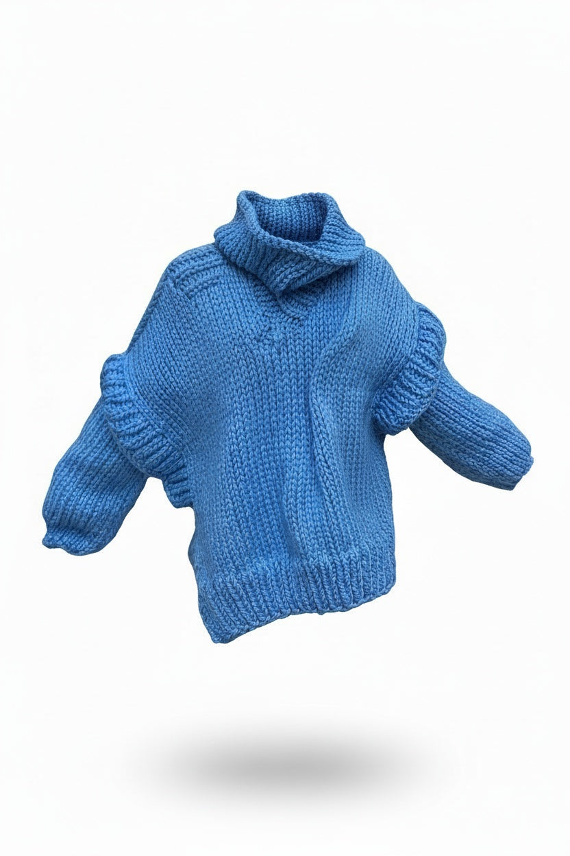 Oversized Knit Sweater Dress – Turtleneck Design with Chunky Texture