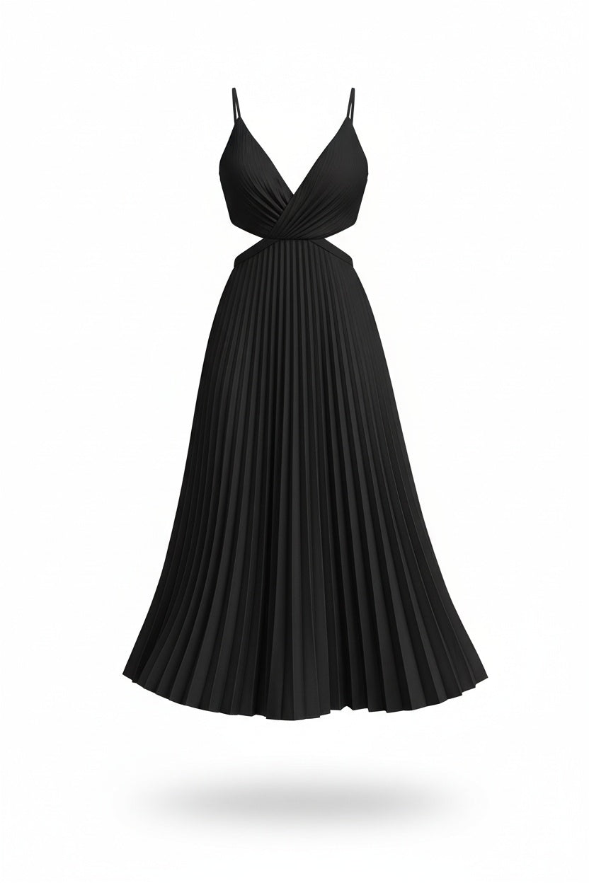 Sanne Pleated Midi Dress – Flowing Silhouette with Refined Pleats