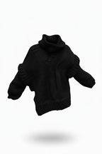 Oversized Knit Sweater Dress – Turtleneck Design with Chunky Texture