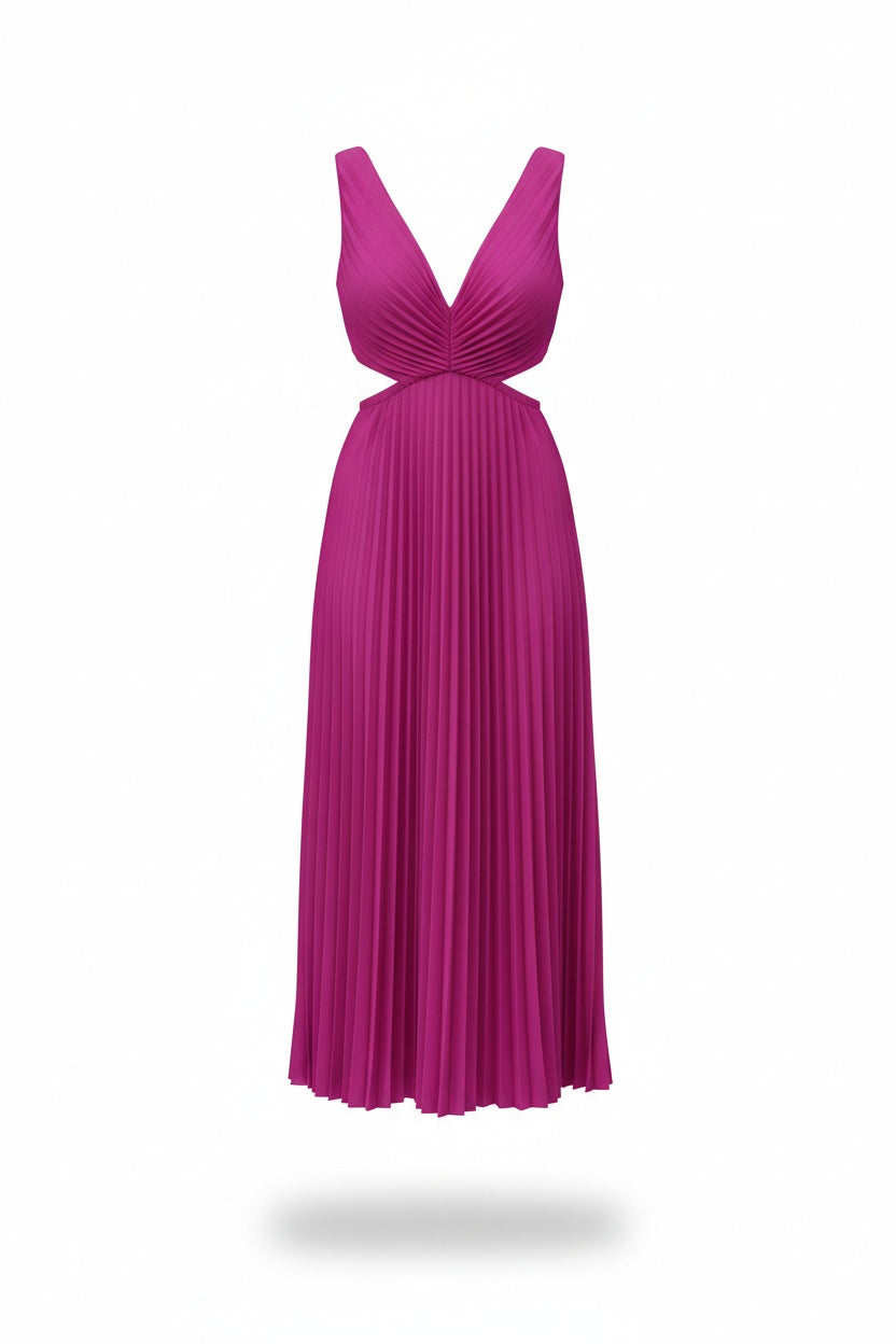 Sanne Pleated Midi Dress – Flowing Silhouette with Refined Pleats