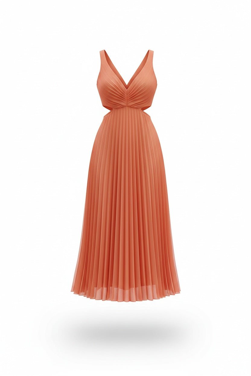Sanne Pleated Midi Dress – Flowing Silhouette with Refined Pleats